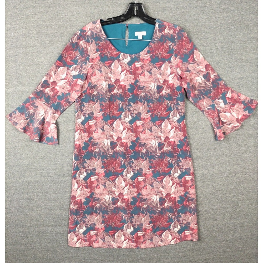 Garnet Hill Dress Womens S 2 Pink Blue Floral Botanical Silk Bell Fairy Whimsy